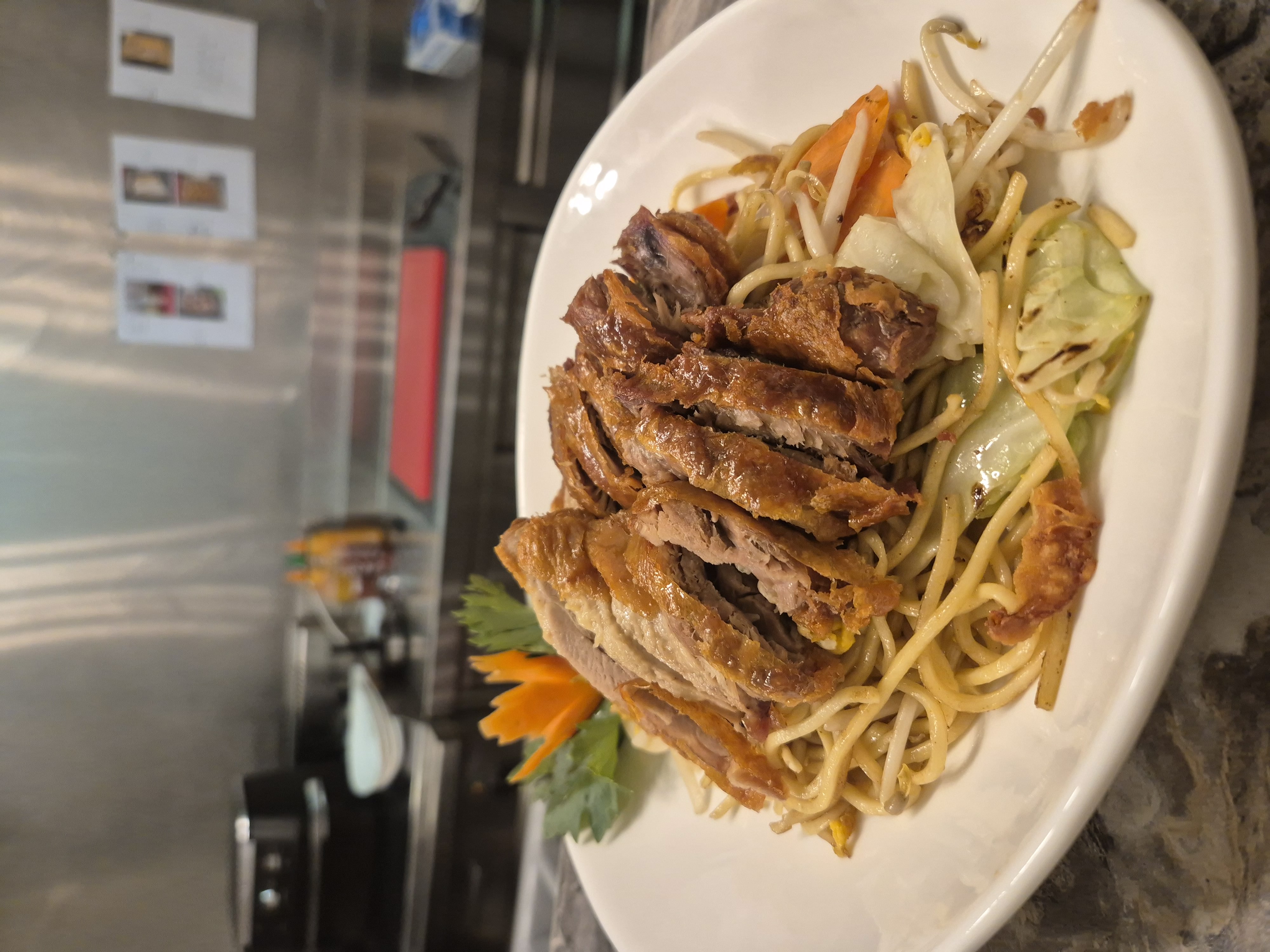 Beef pho with fresh herbs